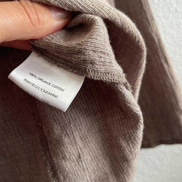 Eileen Fisher Petite Tunic Shirt Sz PM Organic Cotton 3/4 Sleeve Brown - Picture 7 of 9